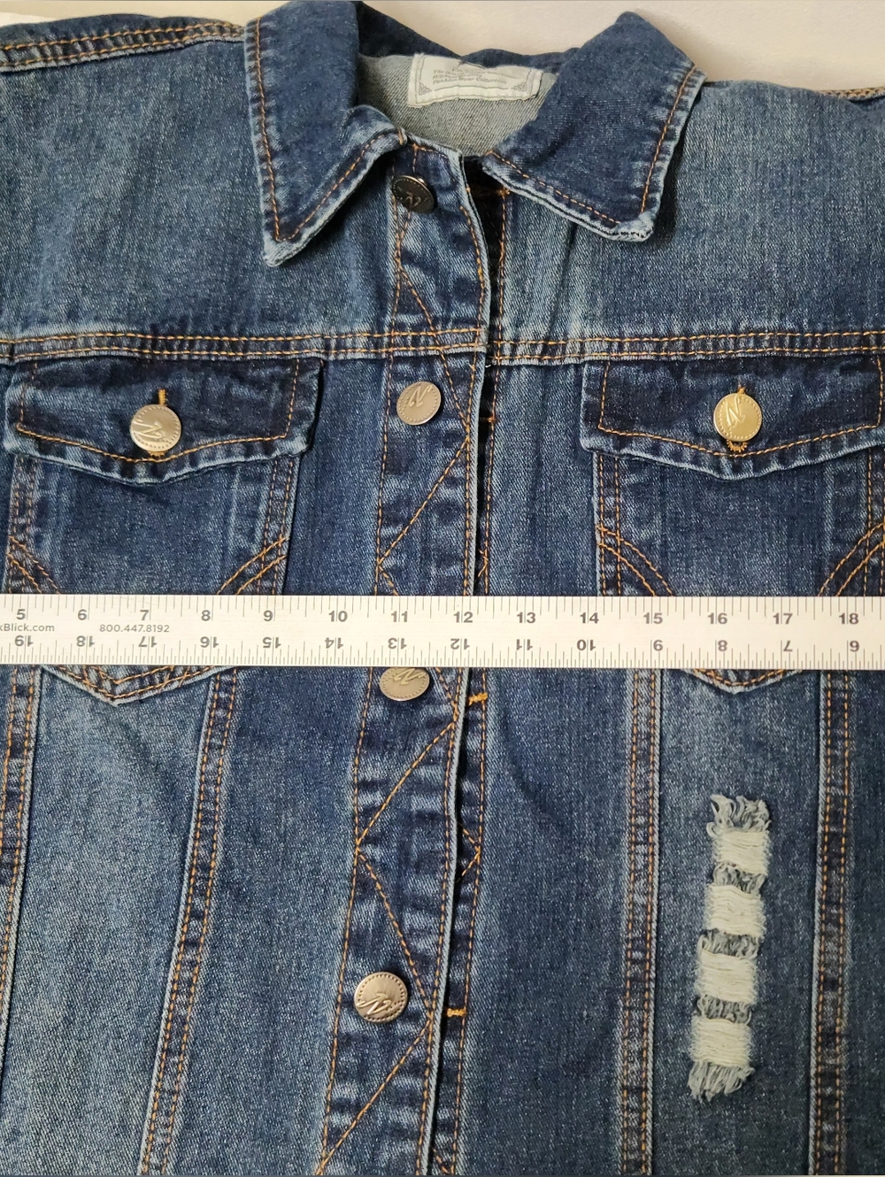 Fashion  Distressed Ripped Denim Vest Biker/Cowboy Vintage  Style Size  M .  C14 - Picture 10 of 13